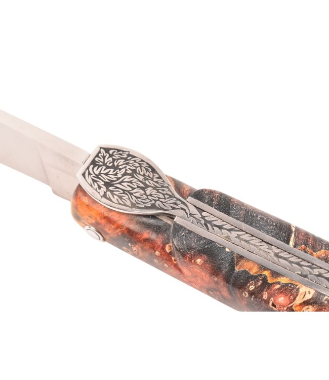 Laguiole en Aubrac 12cm vlierbes wortel - bij in bladmotief - plein manche - mat