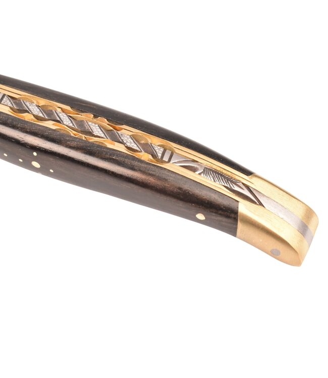 Laguiole en Aubrac 12cm ebbenhout - messing - speciale bij n°13 - double platines - mat