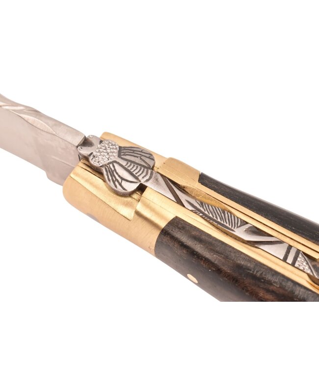 Laguiole en Aubrac 12cm ebbenhout - messing - speciale bij n°13 - double platines - mat