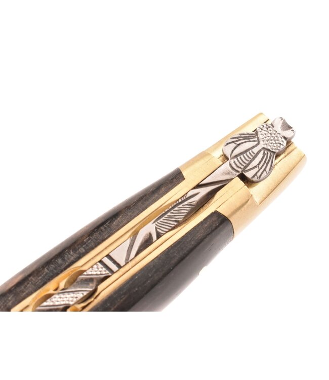 Laguiole en Aubrac 12cm ebbenhout - messing - speciale bij n°13 - double platines - mat