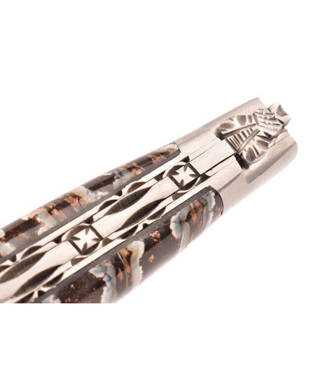 Laguiole en Aubrac 12cm molaire de mammouth grise - double platines - mat