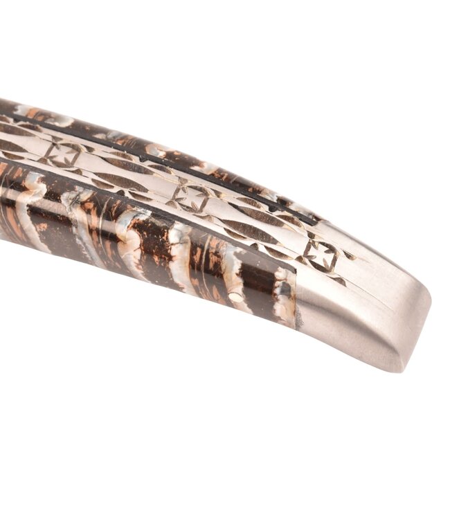 Laguiole en Aubrac 12cm molaire de mammouth grise - double platines - mat