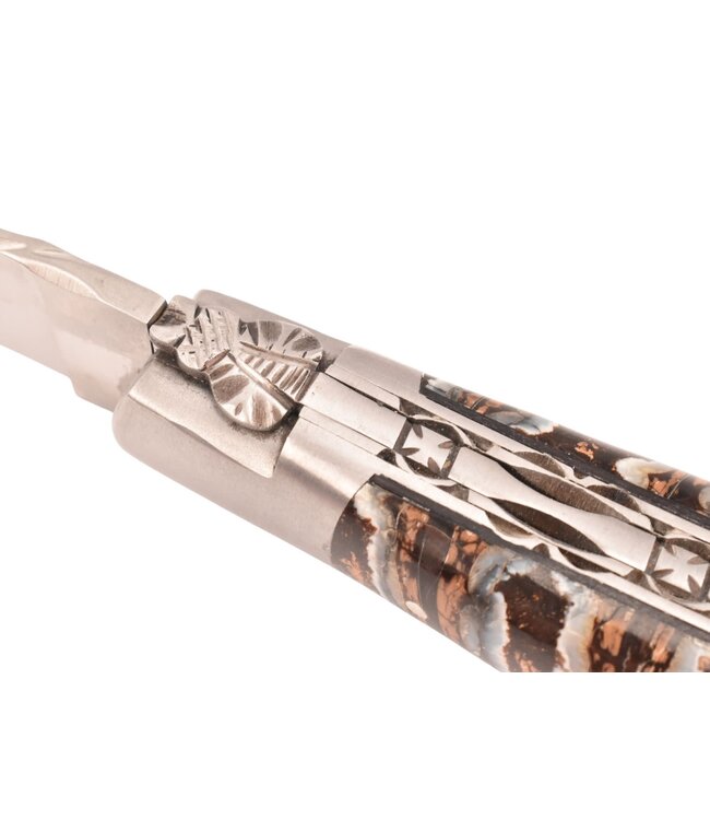 Laguiole en Aubrac 12cm molaire de mammouth grise - double platines - mat