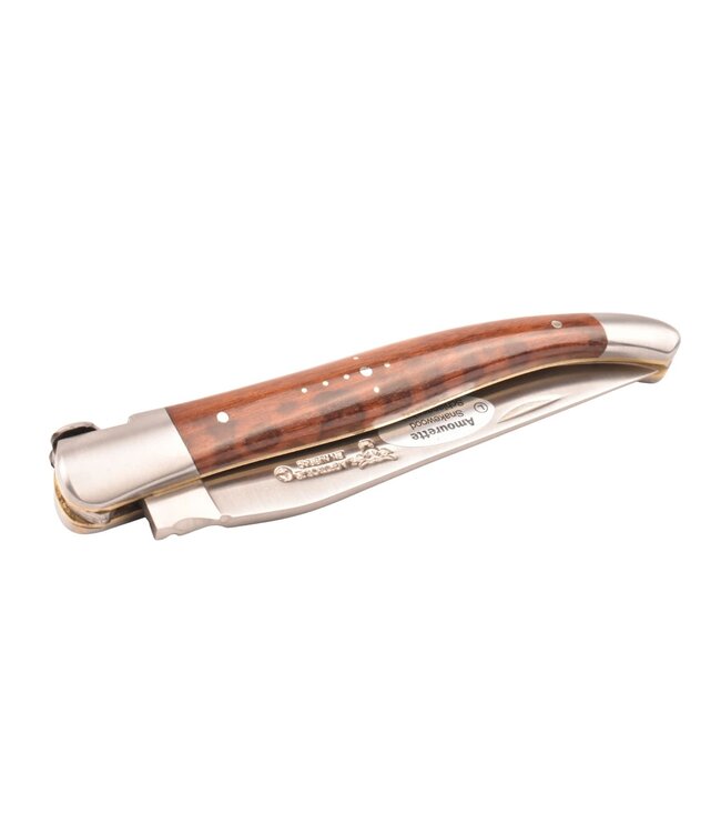 Laguiole en Aubrac 12cm slangenhout - messing - hartvormige bij - mat