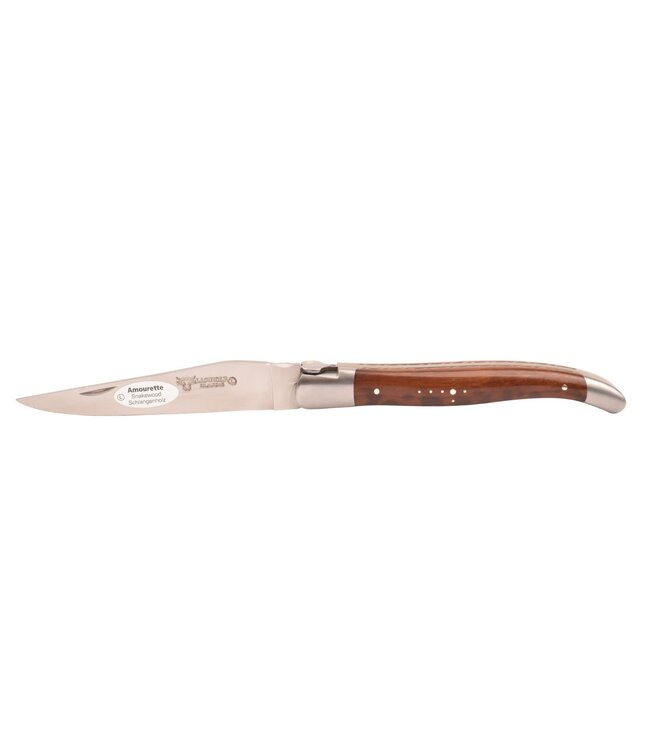 Laguiole en Aubrac 12cm slangenhout - messing - hartvormige bij - mat