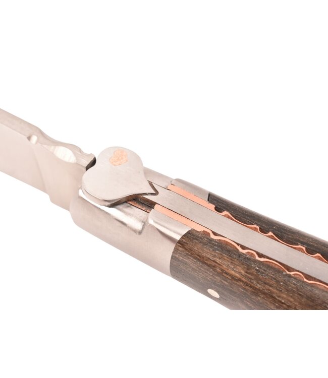 Laguiole en Aubrac 12cm ebbenhout - koper - hartvormige bij - mat