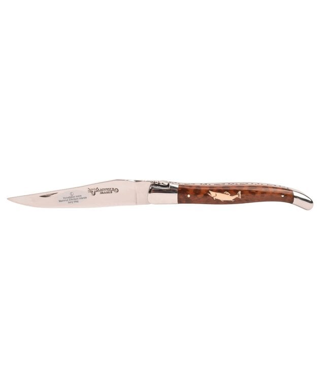 Laguiole en Aubrac 12cm slangenhout - marqueterie forel in ivoor - glanzend