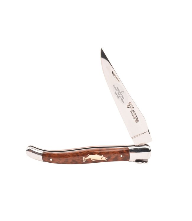 Laguiole en Aubrac 12cm slangenhout - marqueterie forel in ivoor - glanzend
