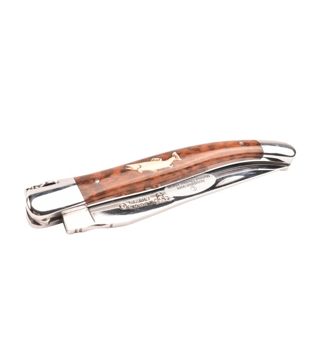 Laguiole en Aubrac 12cm slangenhout - marqueterie forel in ivoor - glanzend