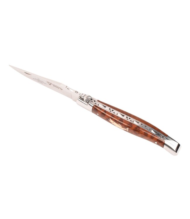 Laguiole en Aubrac 12cm slangenhout - marqueterie forel in ivoor - glanzend