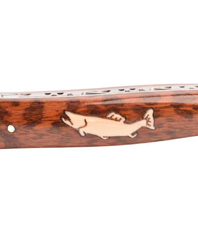 Laguiole en Aubrac 12cm slangenhout - marqueterie forel in ivoor - glanzend