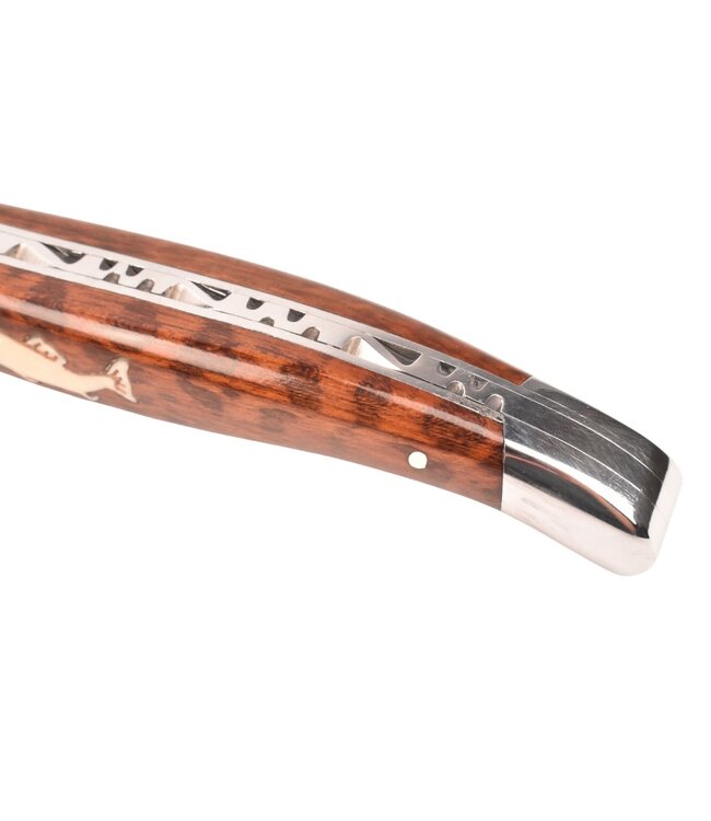 Laguiole en Aubrac 12cm slangenhout - marqueterie forel in ivoor - glanzend