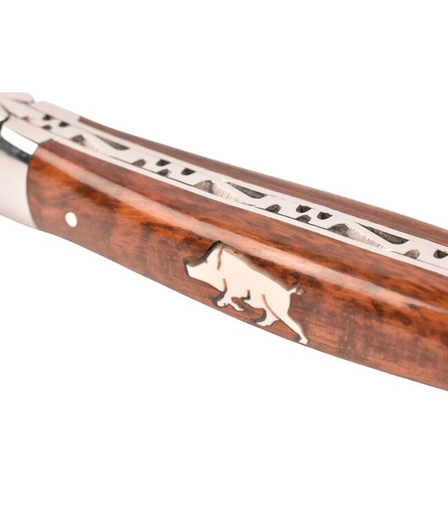 Laguiole en Aubrac 12cm slangenhout - marqueterie wild zwijn in ivoor - glanzend