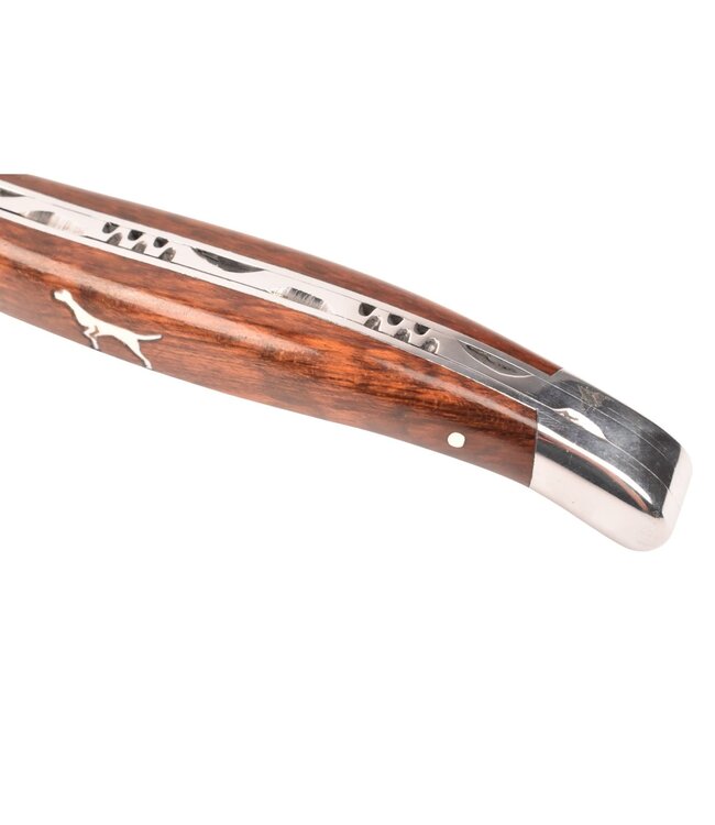Laguiole en Aubrac 12cm slangenhout - marqueterie hond in ivoor - glanzend