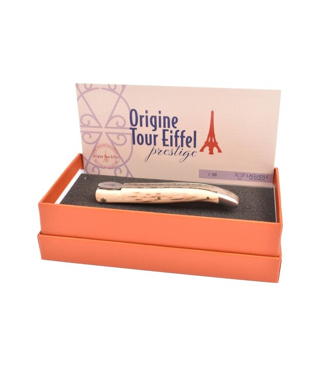 Laguiole en Aubrac "Origine Tour Eiffel" - 12cm croute d'ivoire - damast Balbach - n°10/200