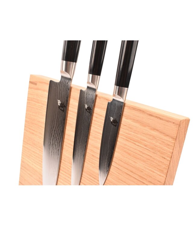 Plllank magnetische messenhouder in eik - voor 4  messen (breedte 25cm)