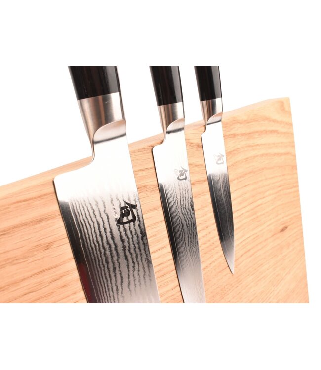 Plllank magnetische messenhouder in eik - voor 5 messen (breedte 35cm)