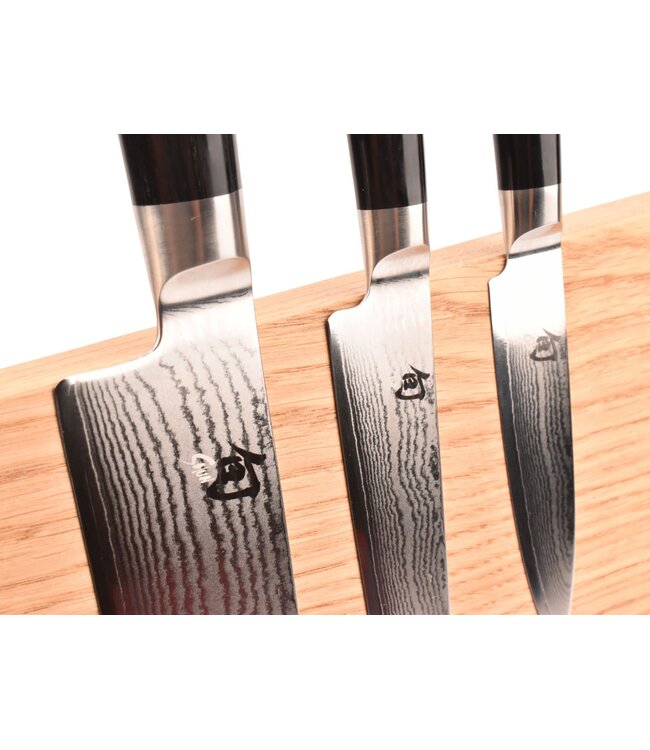 Plllank magnetische messenhouder in eik - voor 5 messen (breedte 35cm)