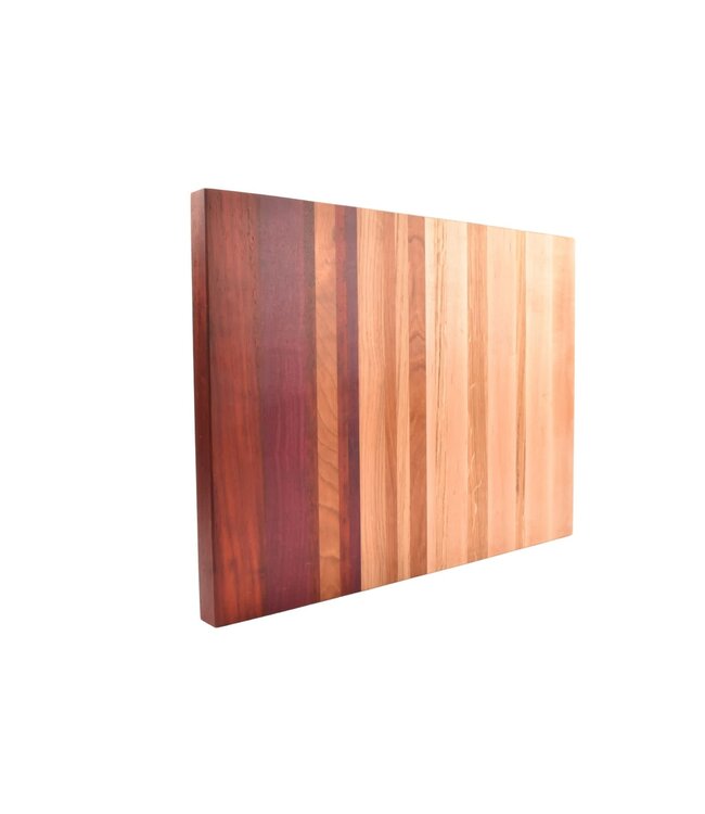Plllank Chroma langshouten snijplank in esdoorn, eik, kers, padoek en purperhart - medium (± 50 x 35 cm)