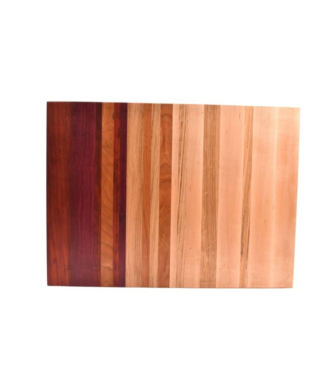 Plllank Chroma langshouten snijplank in esdoorn, eik, kers, padoek en purperhart - medium (± 50 x 35 cm)