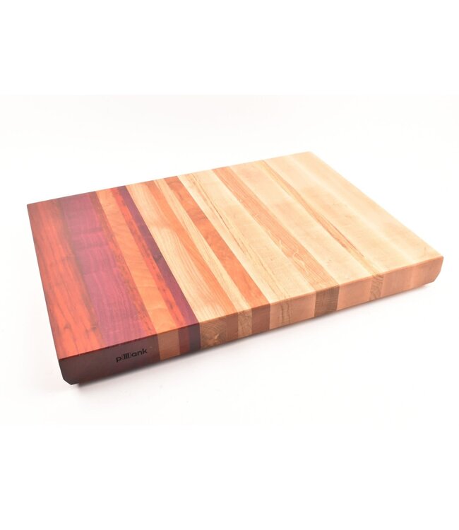 Plllank Chroma langshouten snijplank in esdoorn, eik, kers, padoek en purperhart - medium (± 50 x 35 cm)