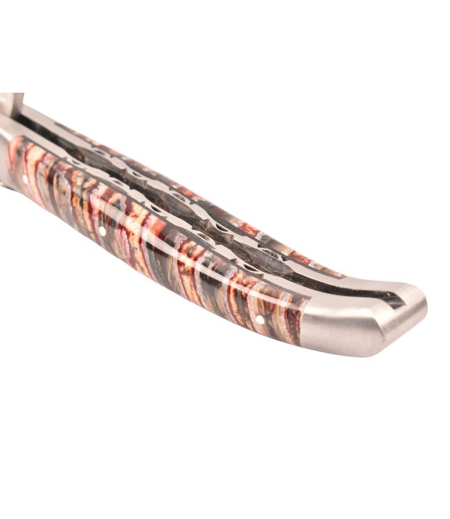 Laguiole en Aubrac 12cm molaire de mammouth rouge - double platines - mat