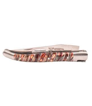 Laguiole en Aubrac 12cm molaire de mammouth rouge - double platines - mat