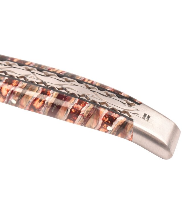 Laguiole en Aubrac 12cm molaire de mammouth rouge - double platines - mat