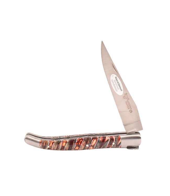 Laguiole en Aubrac 12cm molaire de mammouth rouge - double platines - mat