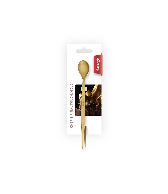 Triangle pincet met proeflepel goud - 17cm