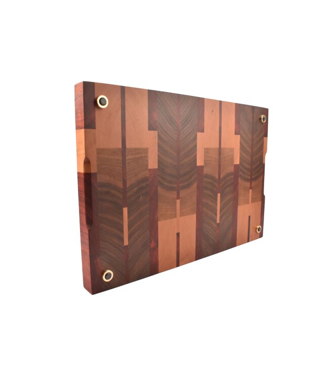 Plllank Eclipse kopshouten snijplank in notelaar, kers en padoek - medium (± 50 x 35 cm)