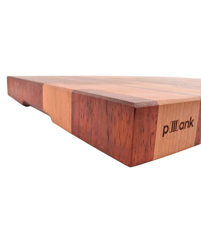 Plllank Eclipse kopshouten snijplank in notelaar, kers en padoek - medium (± 50 x 35 cm)