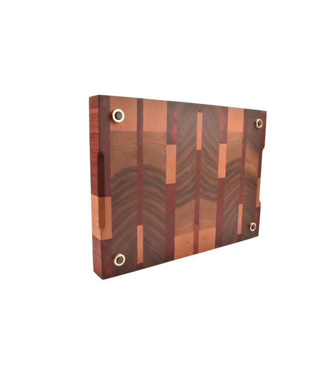 Plllank Eclipse kopshouten snijplank in notelaar, kers en padoek - small (± 40 x 30 cm)