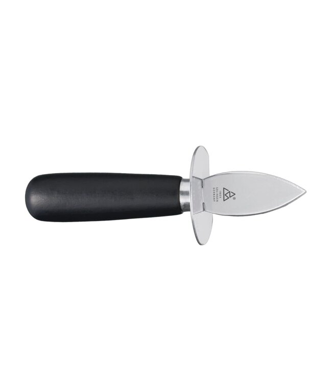 Triangle oestermes met heft in zwart beukenhout en handbescherming - 19,5cm