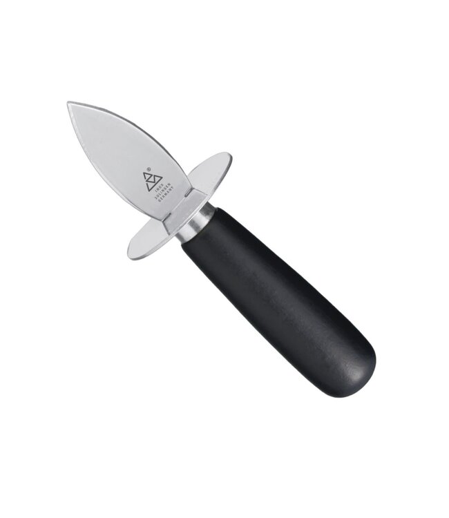 Triangle oestermes met heft in zwart beukenhout en handbescherming - 19,5cm