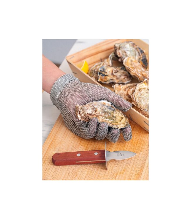 Triangle oestermes met heft in pruimenhout en handbescherming - 17cm