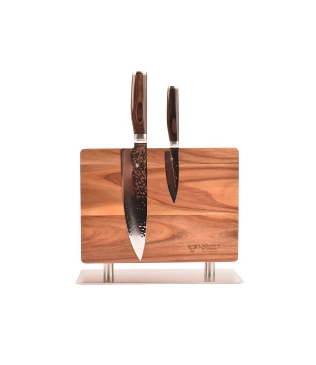 Laguiole en Aubrac magneetblok in acacia voor 8 messen