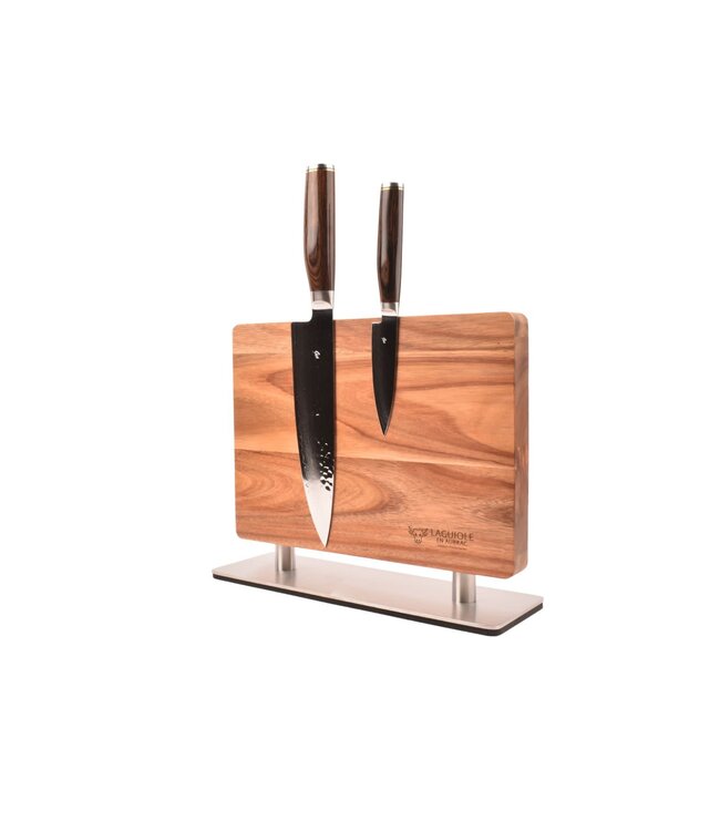 Laguiole en Aubrac magneetblok in acacia voor 8 messen