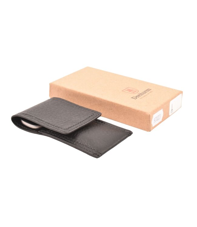 Dreiturm 3-delig etui zwart (soepel) met nagelschaar en nagelvijl - zwart leer