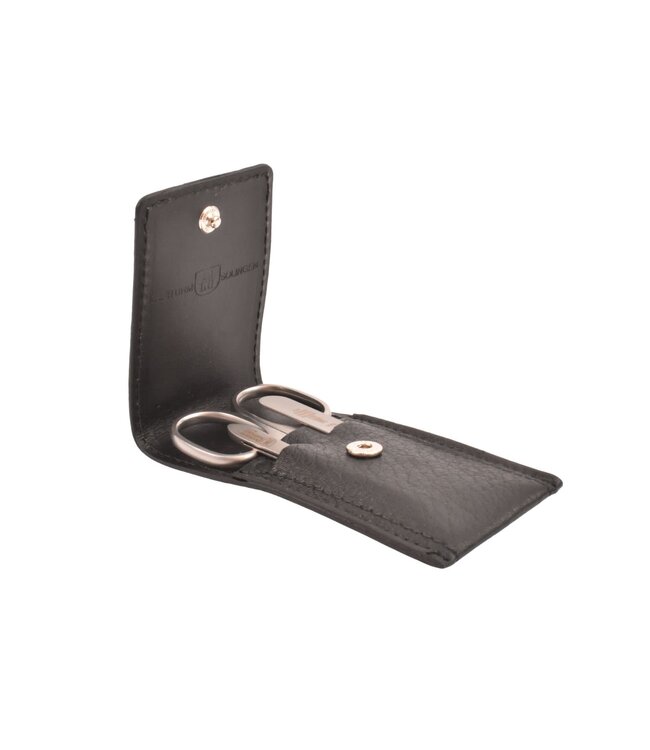 Dreiturm 3-delig etui zwart (soepel) met nagelschaar en nagelvijl - zwart leer
