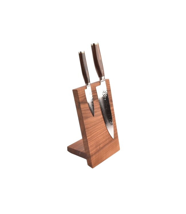 Plllank magnetische messenhouder in walnoot - voor 2 messen (breedte 15cm)