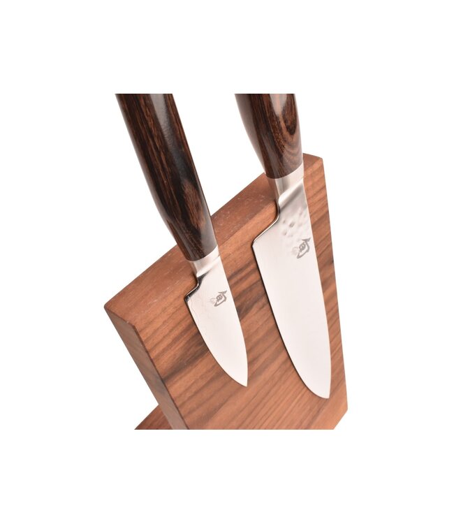 Plllank magnetische messenhouder in walnoot - voor 2 messen (breedte 15cm)