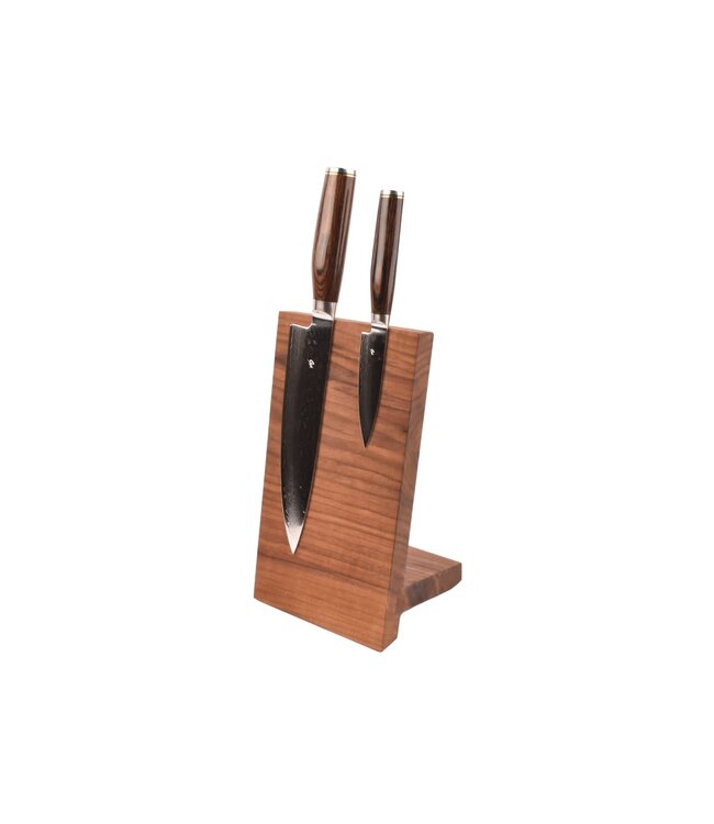 Plllank magnetische messenhouder in walnoot - voor 2 messen (breedte 15cm)