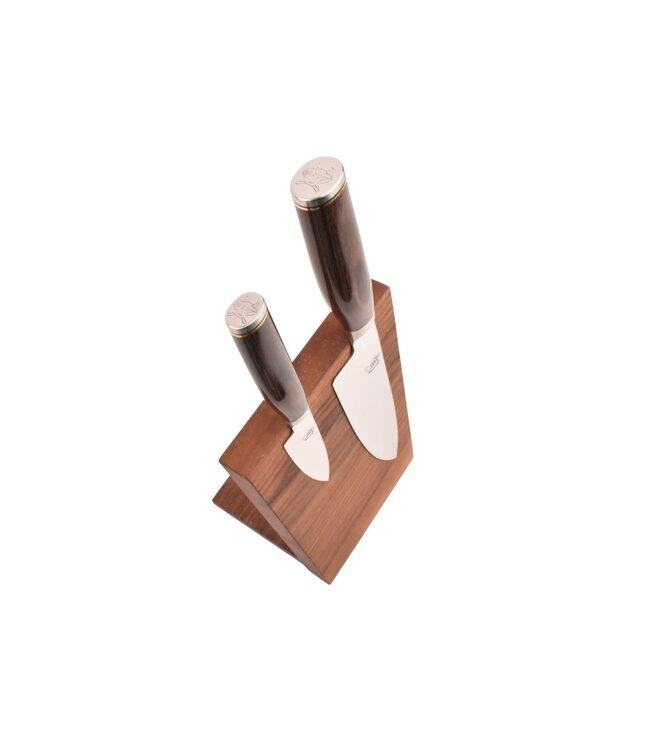 Plllank magnetische messenhouder in walnoot - voor 2 messen (breedte 15cm)