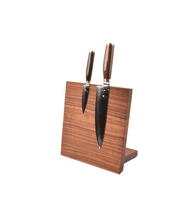 Plllank magnetische messenhouder in walnoot - voor 4 messen (breedte 25cm)