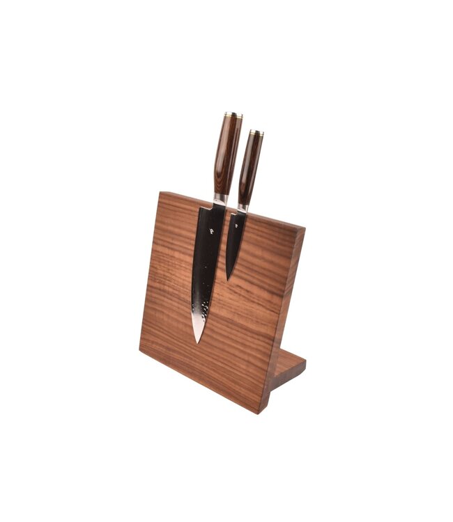 Plllank magnetische messenhouder in walnoot - voor 4 messen (breedte 25cm)