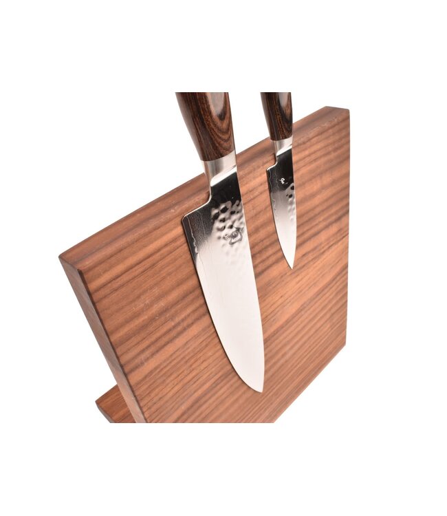 Plllank magnetische messenhouder in walnoot - voor 4 messen (breedte 25cm)