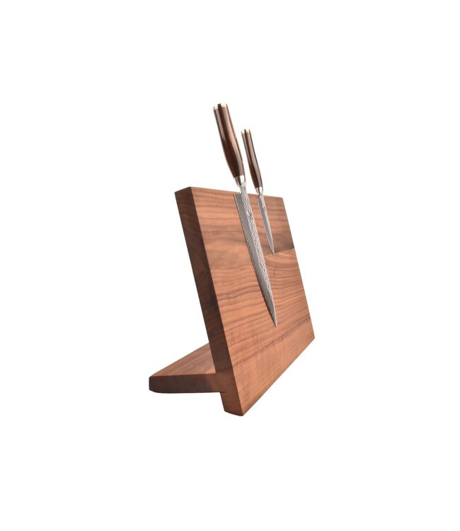 Plllank magnetische messenhouder in walnoot - voor 5 messen (breedte 35cm)