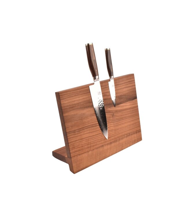 Plllank magnetische messenhouder in walnoot - voor 5 messen (breedte 35cm)