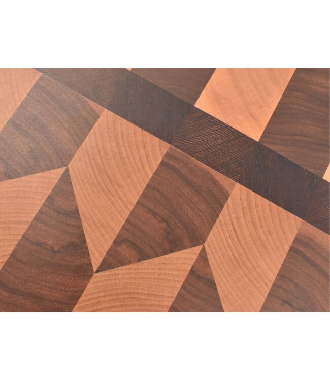 Plllank unieke kopshouten snijplank in plataan en kers - medium (± 50 x 35 cm)